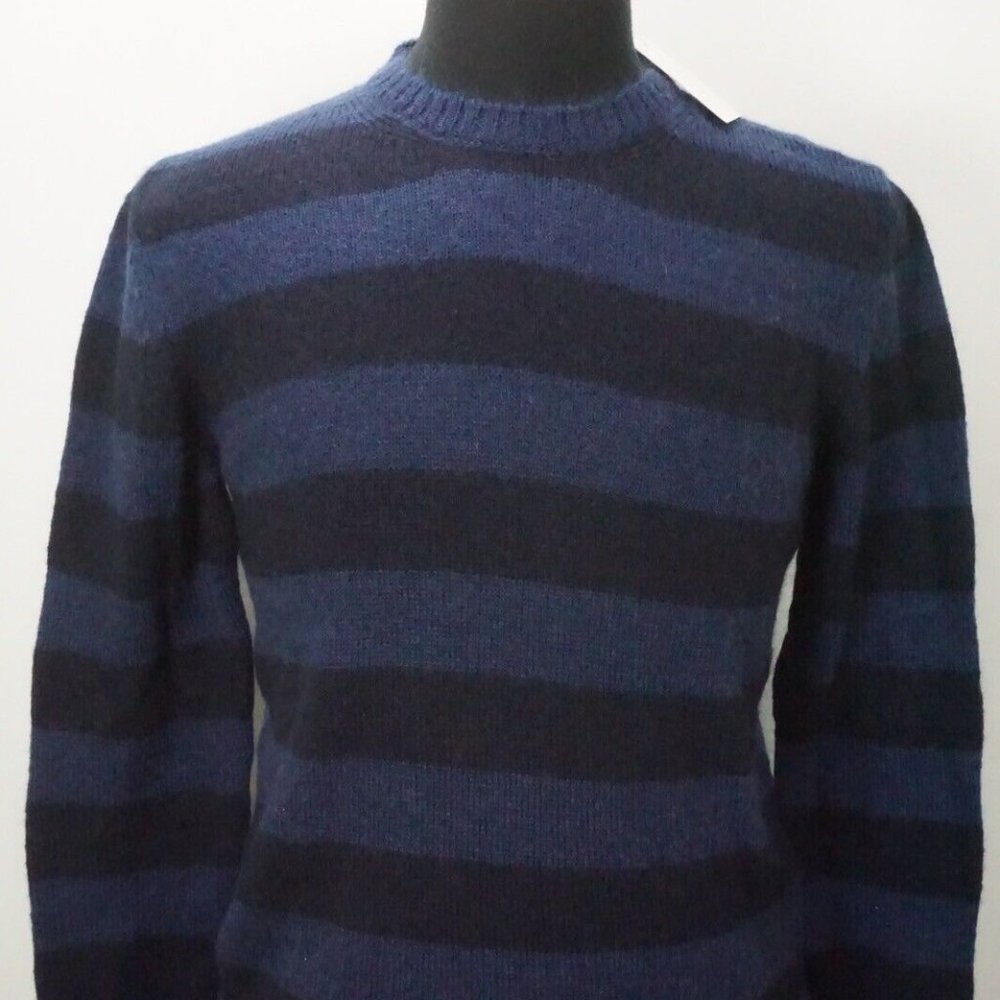 Eidos Girocollo Blue Black Knitted Superkid Mohair Blend Sweater M BRAND NEW